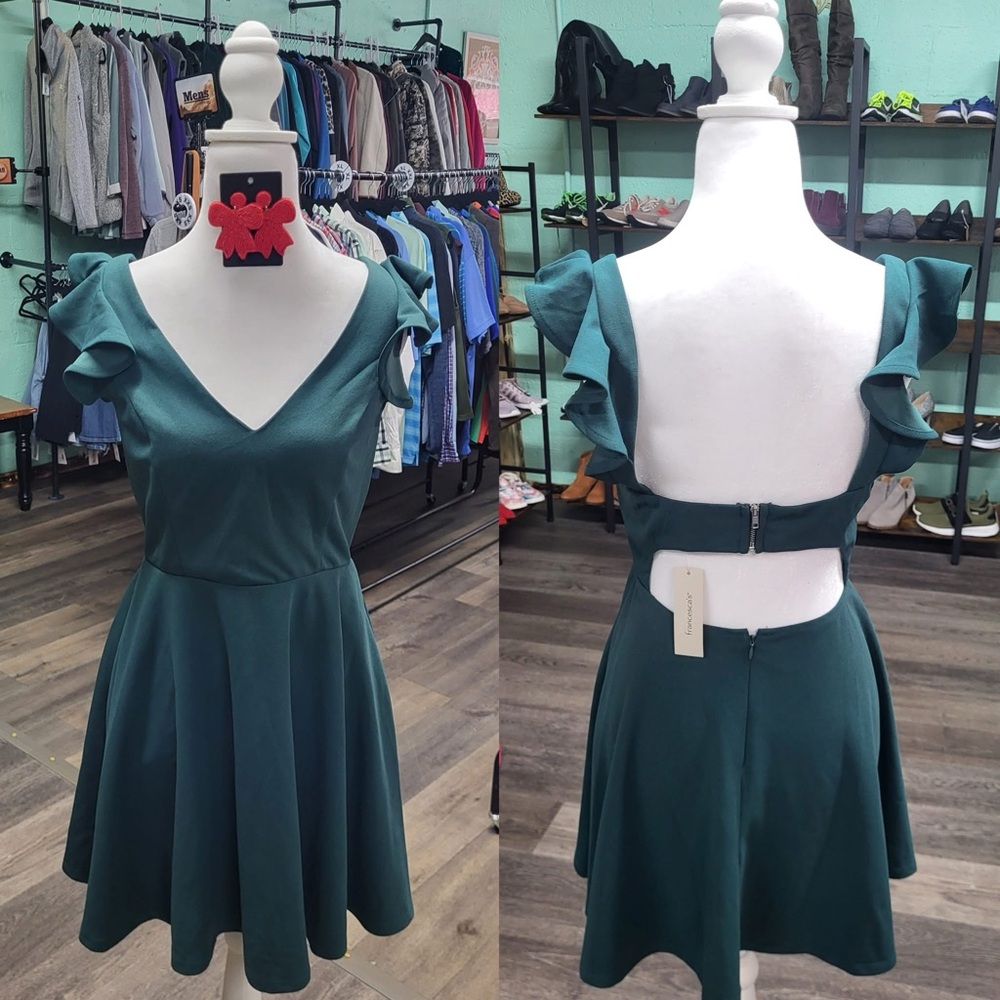 Francesca's Collections Teal Backless Dress